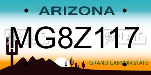MG8Z117 Arizona License Plate