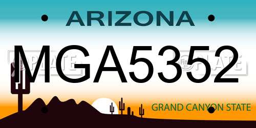 MGA5352 Arizona License Plate