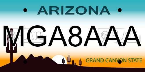 MGA8AAA Arizona License Plate