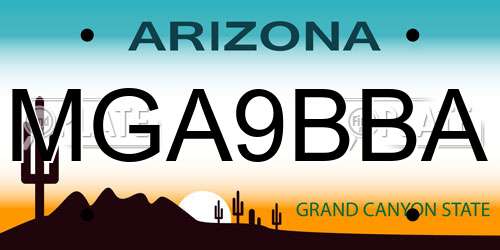 MGA9BBA Arizona License Plate