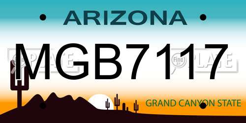 MGB7117 Arizona License Plate
