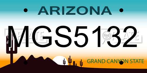 MGS5132 Arizona License Plate