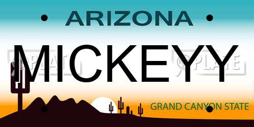MICKEYY Arizona License Plate