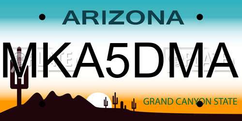 MKA5DMA Arizona License Plate