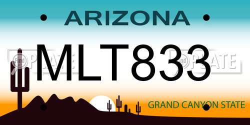 MLT833 Arizona License Plate