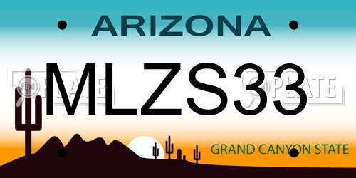 MLZS33 Arizona License Plate
