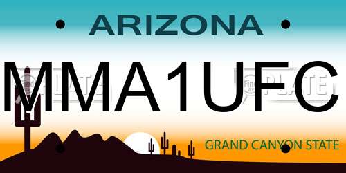 MMA1UFC Arizona License Plate