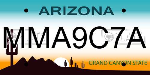 MMA9C7A Arizona License Plate
