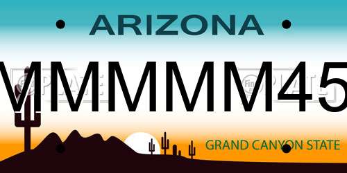 MMMMM45 Arizona License Plate