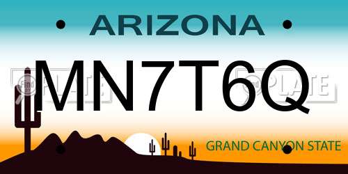 MN7T6Q Arizona License Plate