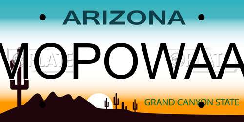 MOPOWAA Arizona License Plate
