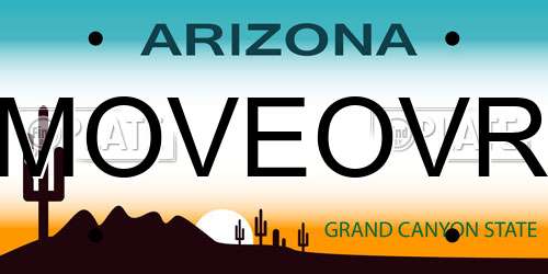 MOVEOVR Arizona License Plate