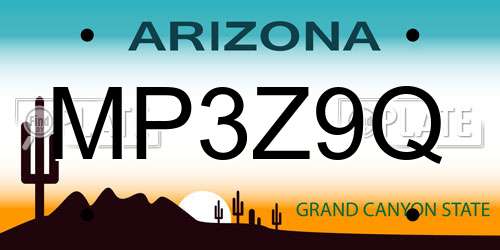 MP3Z9Q Arizona License Plate