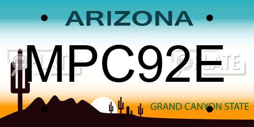 MPC92E Arizona License Plate