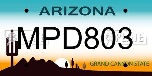 MPD803 Arizona License Plate