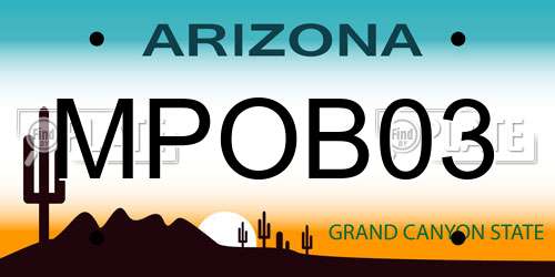 MPOB03 Arizona License Plate