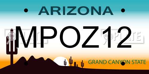 MPOZ12 Arizona License Plate