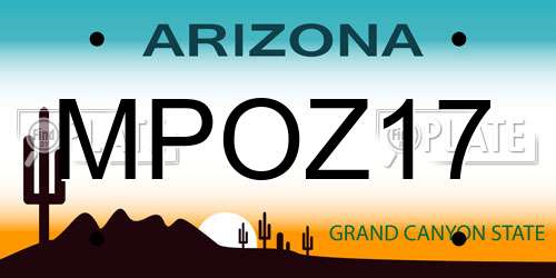 MPOZ17 Arizona License Plate