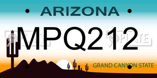 MPQ212 Arizona License Plate