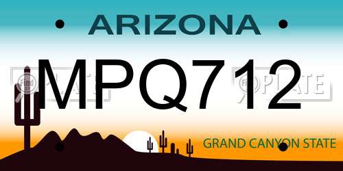 MPQ712 Arizona License Plate