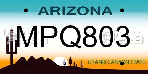 MPQ803 Arizona License Plate