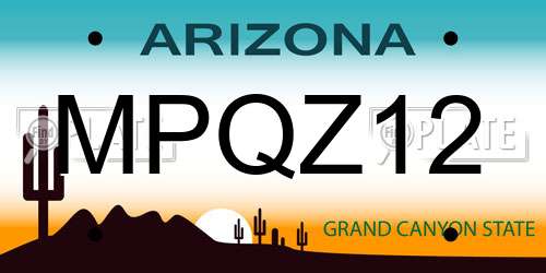 MPQZ12 Arizona License Plate