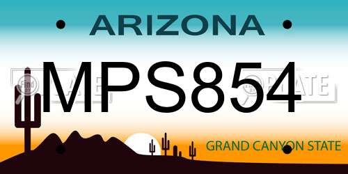 MPS854 Arizona License Plate