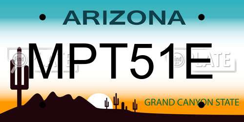 MPT51E Arizona License Plate