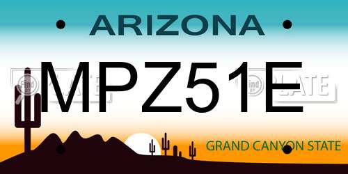 MPZ51E Arizona License Plate