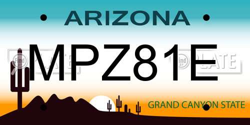 MPZ81E Arizona License Plate