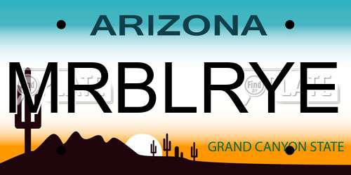 MRBLRYE Arizona License Plate
