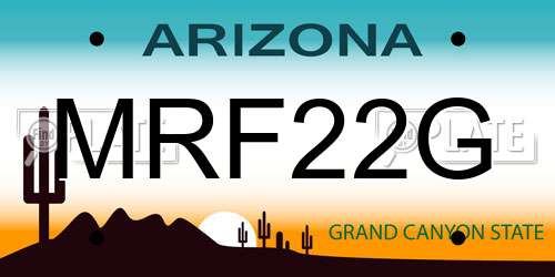 MRF22G Arizona License Plate