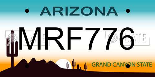 MRF776 Arizona License Plate