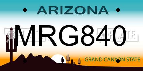 MRG840 Arizona License Plate