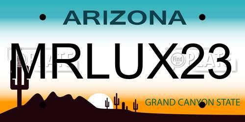 MRLUX23 Arizona License Plate