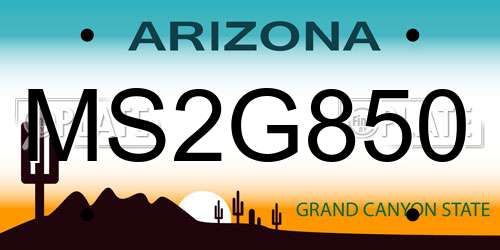 MS2G850 Arizona License Plate