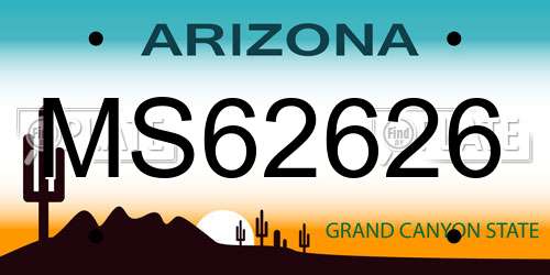 MS62626 Arizona License Plate