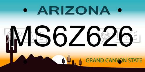 MS6Z626 Arizona License Plate