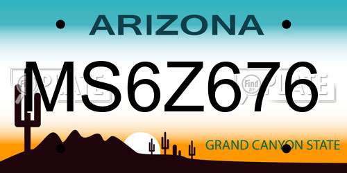 MS6Z676 Arizona License Plate