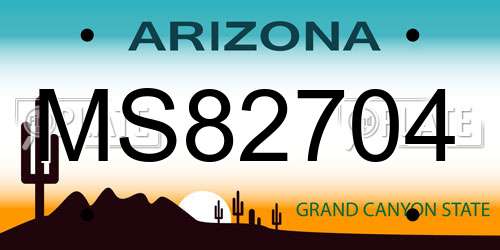 MS82704 Arizona License Plate