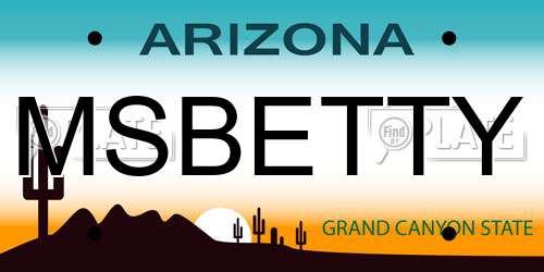 MSBETTY Arizona License Plate