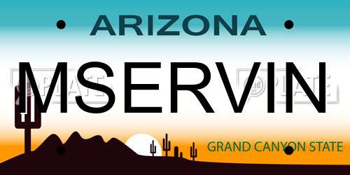 MSERVIN Arizona License Plate