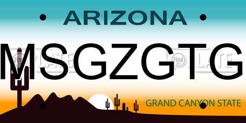 MSGZGTG Arizona License Plate