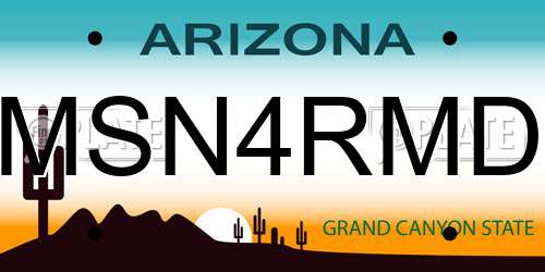 MSN4RMD Arizona License Plate
