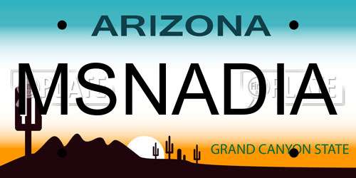 MSNADIA Arizona License Plate