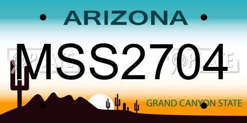 MSS2704 Arizona License Plate