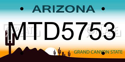 MTD5753 Arizona License Plate