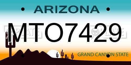 MTO7429 Arizona License Plate