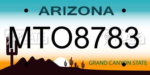 MTO8783 Arizona License Plate
