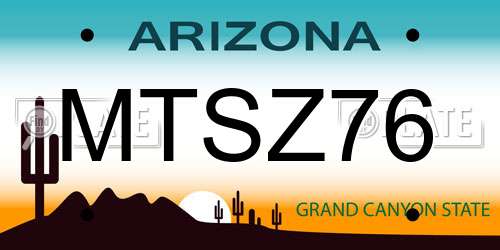MTSZ76 Arizona License Plate